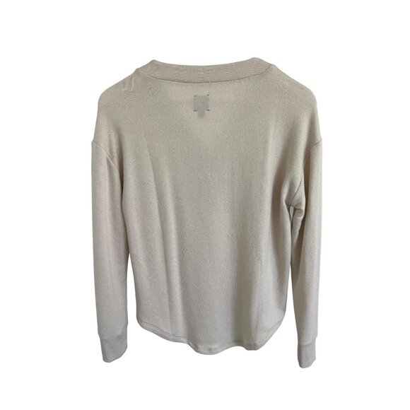 Gap Marled Henley V-Neck Top Oyster Beige - Picture 4 of 4